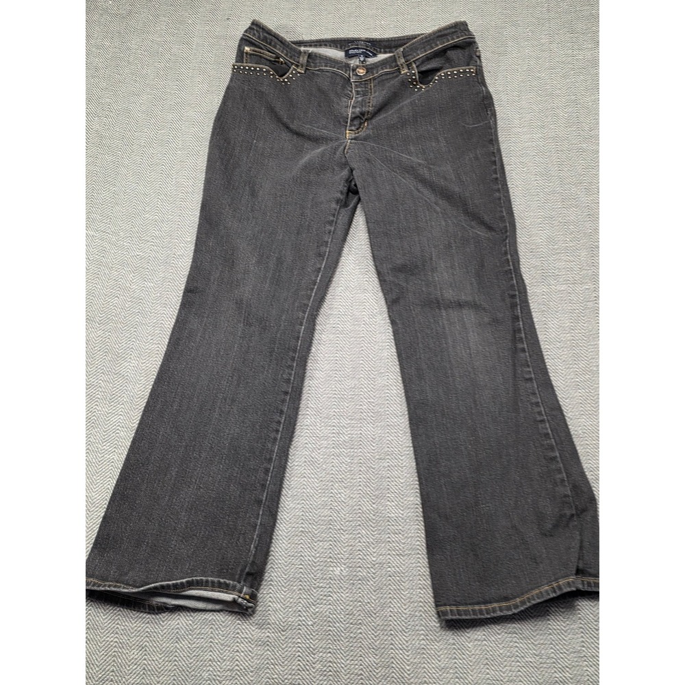 Jones New York Signature Women Black‎ Studded Bootcut Stretch Jeans Size 12